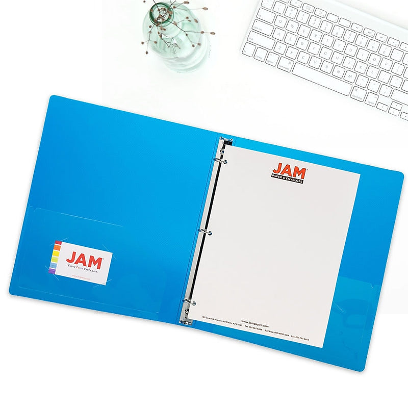 JAM Paper 3/4" 3-Ring Flexible Poly Binders, White (53016BU)