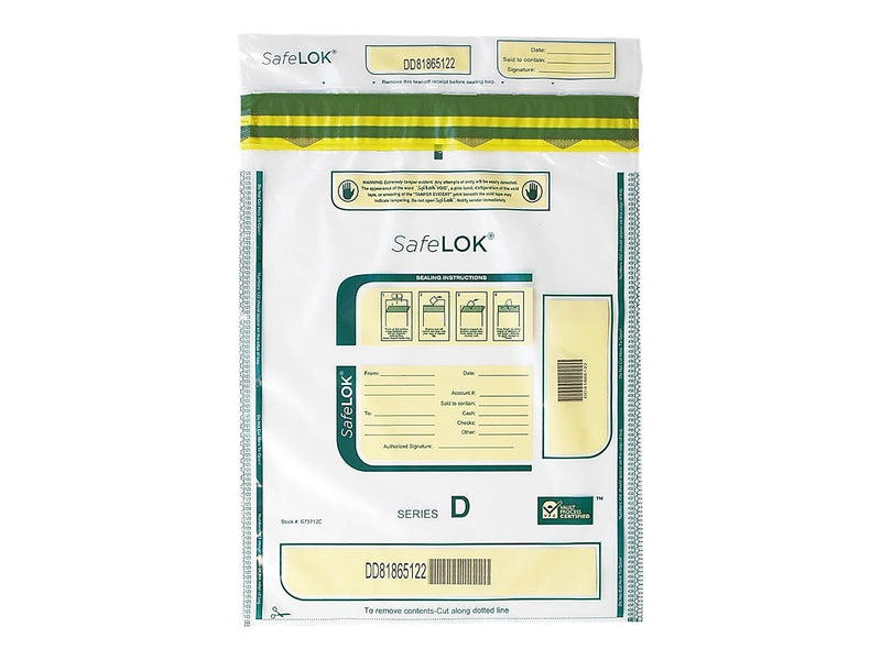 SafeLok Series D Tamper-Evident Bags, Clear, 500/Carton (G73712C)