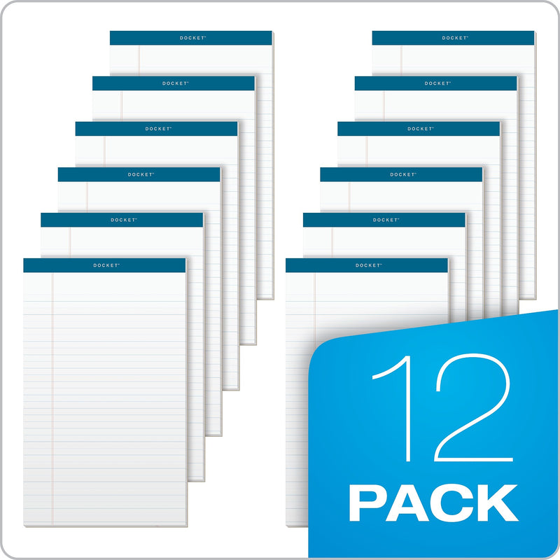 TOPS Docket Writing Pads, 8-1/2" x 14", White, 50 Sheets/Pad, 12 Pads/Pack (63590)