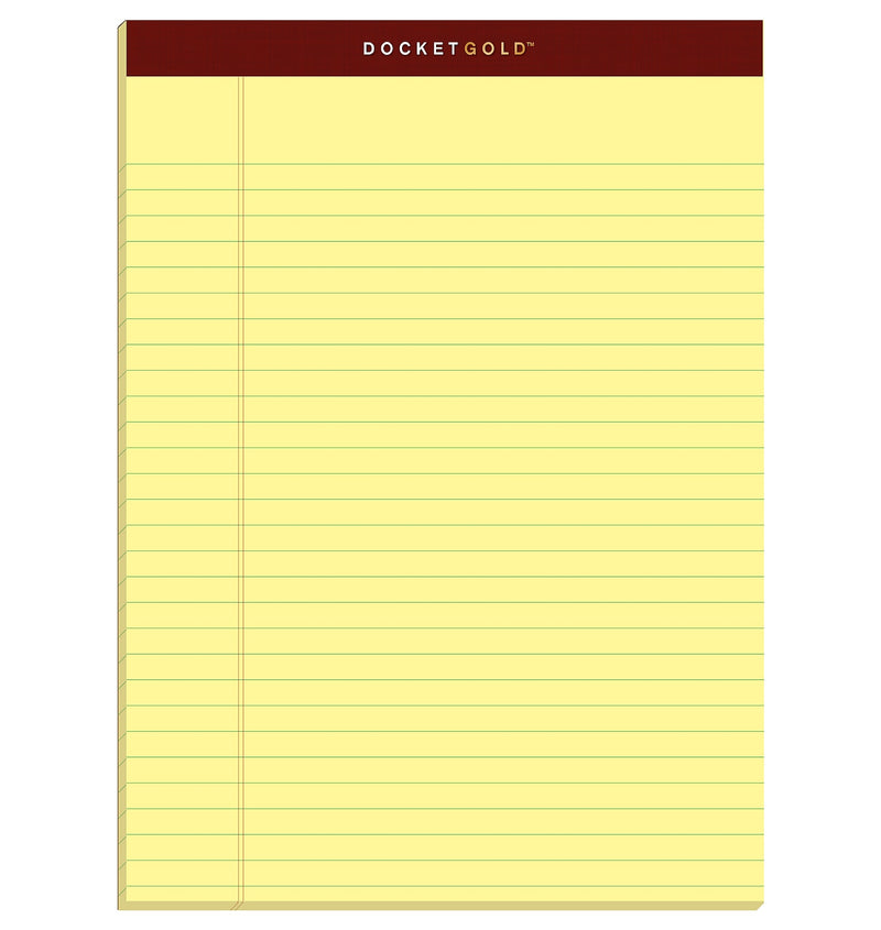 Tops Docket Gold Notepads, 8.5" x 11.75", Canary, 50 Sheets/Pad, 12 Pads/Pack (63950)