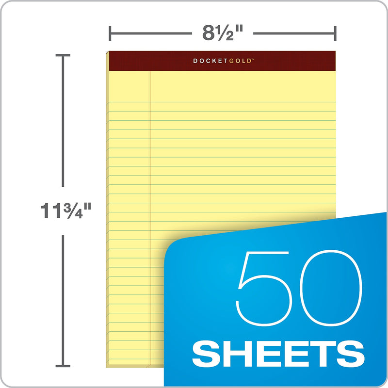 Tops Docket Gold Notepads, 8.5" x 11.75", Canary, 50 Sheets/Pad, 12 Pads/Pack (63950)