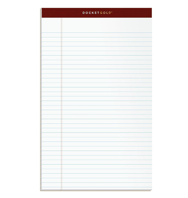 Tops Docket Gold Notepads, 8.5" x 14", White, 50 Sheets/Pad, 12 Pads/Pack (63990)