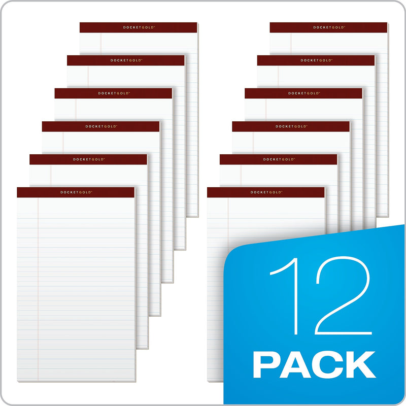 Tops Docket Gold Notepads, 8.5" x 14", White, 50 Sheets/Pad, 12 Pads/Pack (63990)