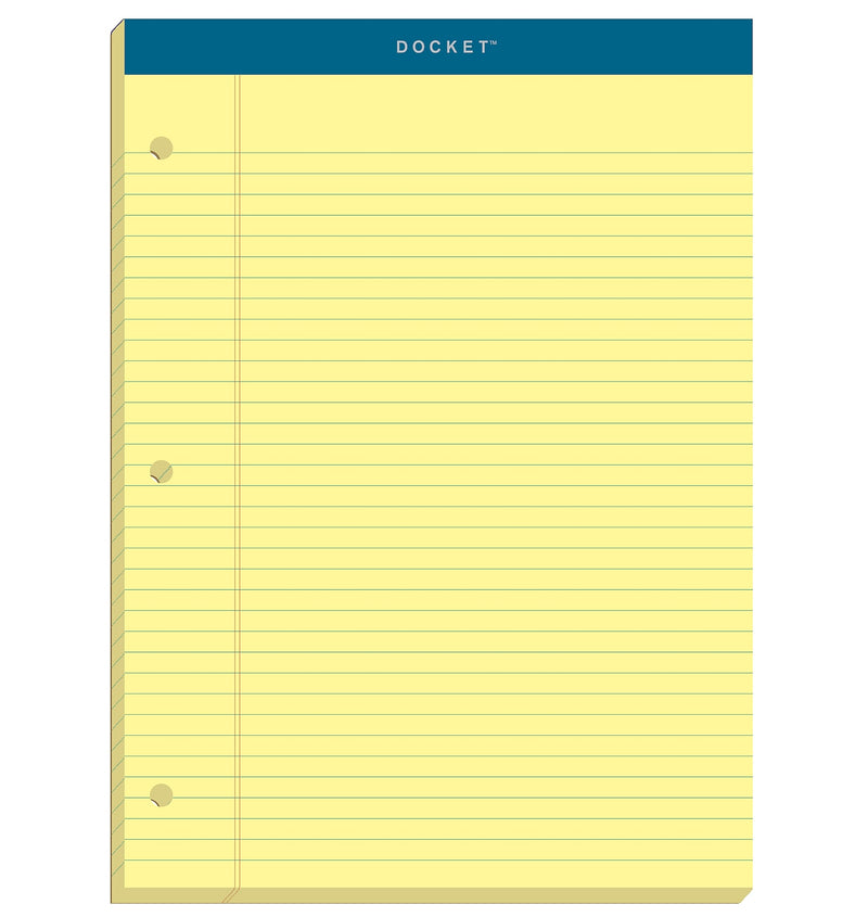 TOPS Double Docket Writing Tablet, 8-1/2" x 11-3/4", College Ruled, Canary, 100 Sheets/Pad (63383)
