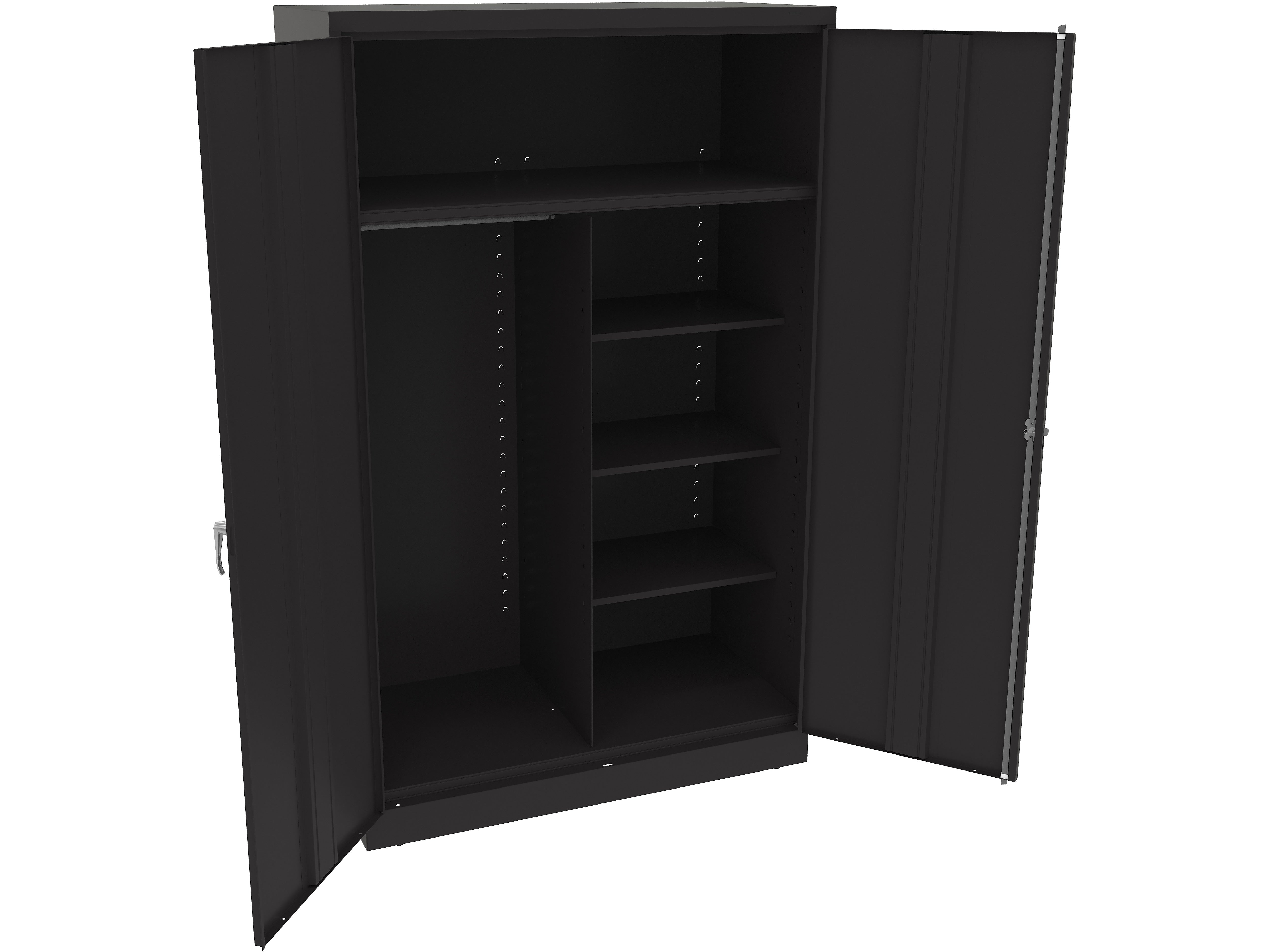 Tennsco Jumbo 78" Steel Combination Cabinet with Five Shelves, Black (J1878SUC-BLK)