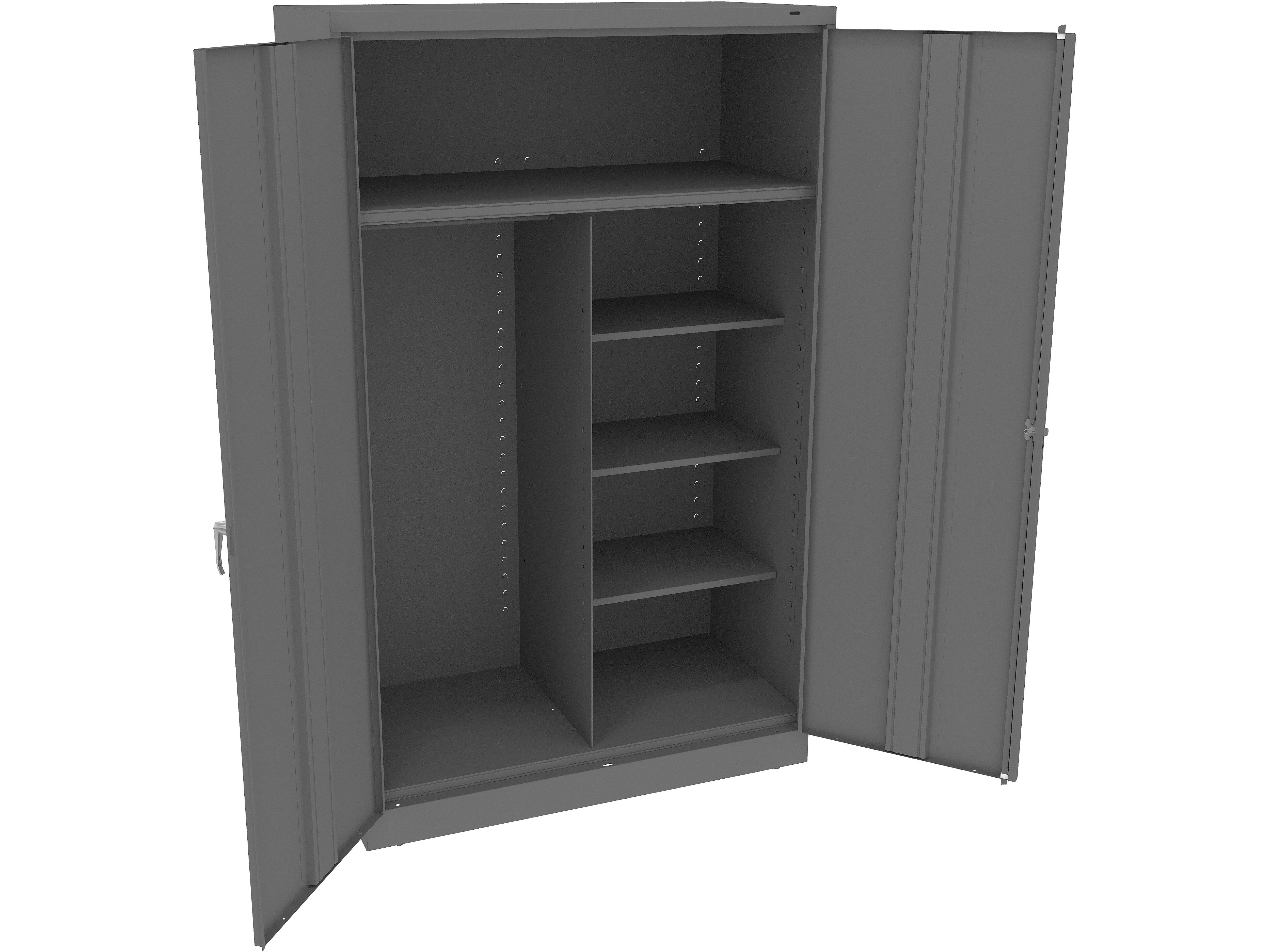 Tennsco Jumbo 78" Steel Combination Cabinet with Five Shelves, Medium Gray (J1878SUC-MGY)