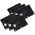Charles Leonard 2-Pocket Nylon Zipper Pencil Pouch, Black, 6/Pack (LEO76356)