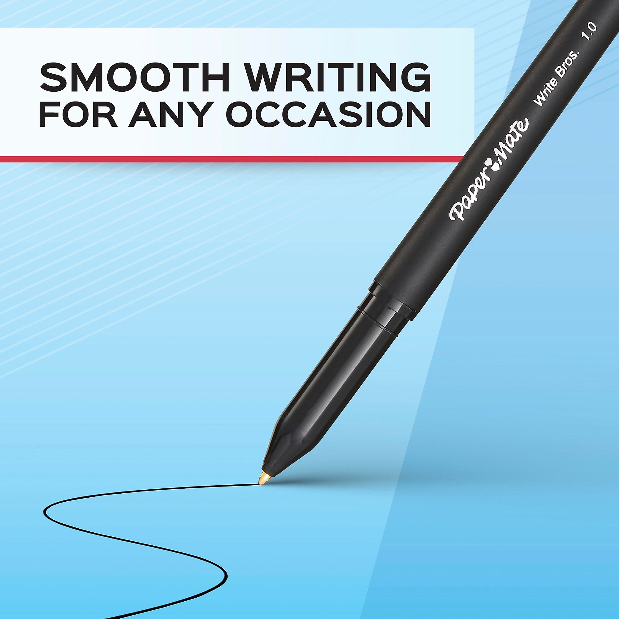 Paper Mate Write Bros. Ballpoint Pen, Medium Point, Red Ink, 1 Dozen (3321131)