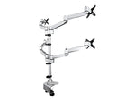 Desk Mount Quad Monitor Arm - 4 VESA Displays up to 27" -Premium Ergonomic Articulating Adjustable Pole Mount - Clamp/Grommet