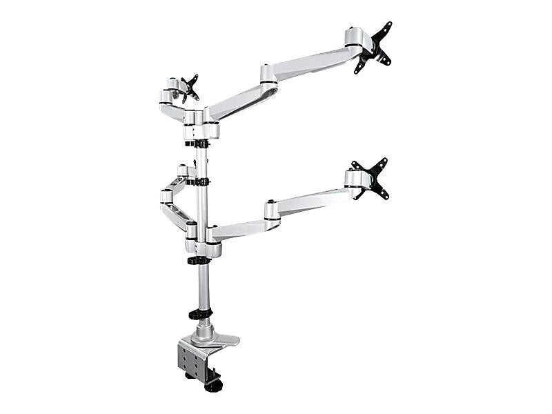 Desk Mount Quad Monitor Arm - 4 VESA Displays up to 27" -Premium Ergonomic Articulating Adjustable Pole Mount - Clamp/Grommet