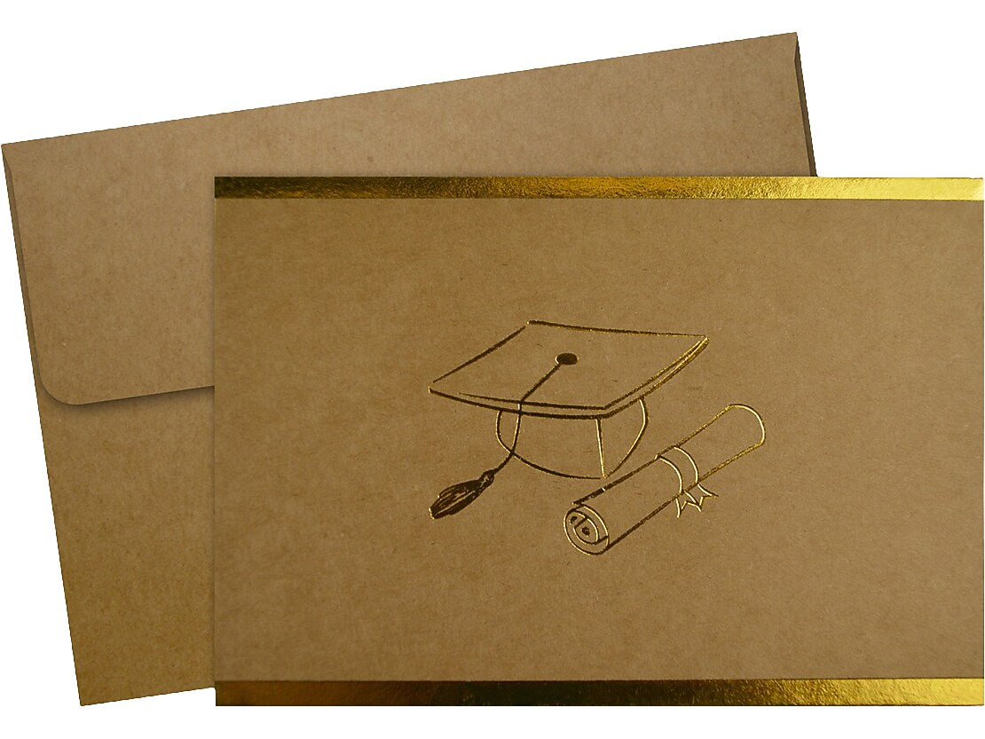 Great Papers! Grad-Itude Gold Foil Personal Thank You Notecard, Kraft/Gold, 50/Pack (2020032)