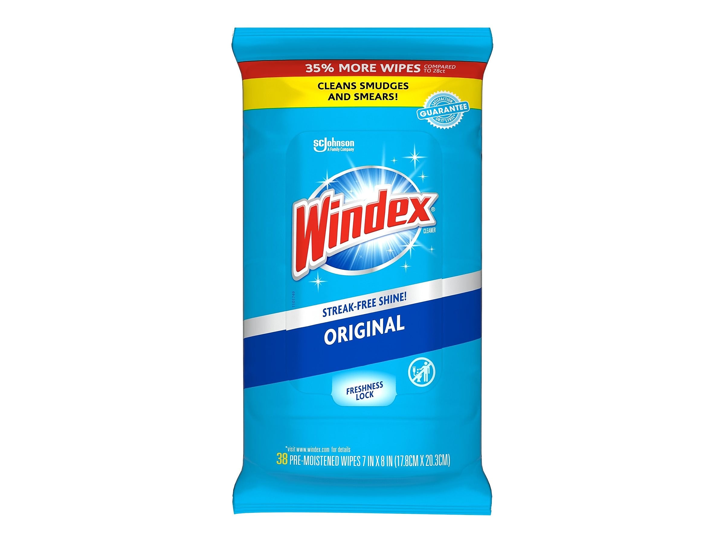 Windex Window and Glass Wipes, Original, 38/Pack (319251)