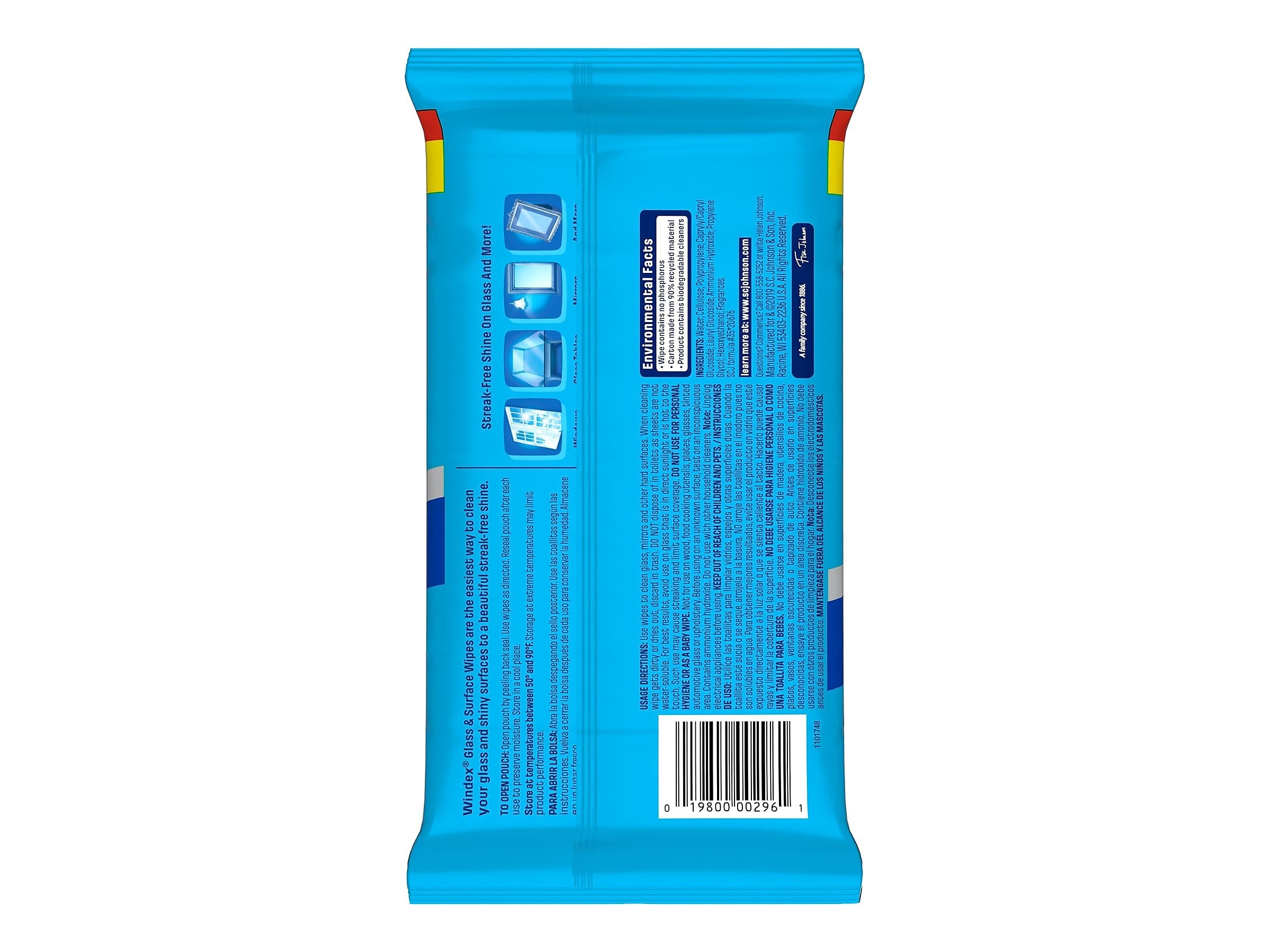 Windex Window and Glass Wipes, Original, 38/Pack (319251)