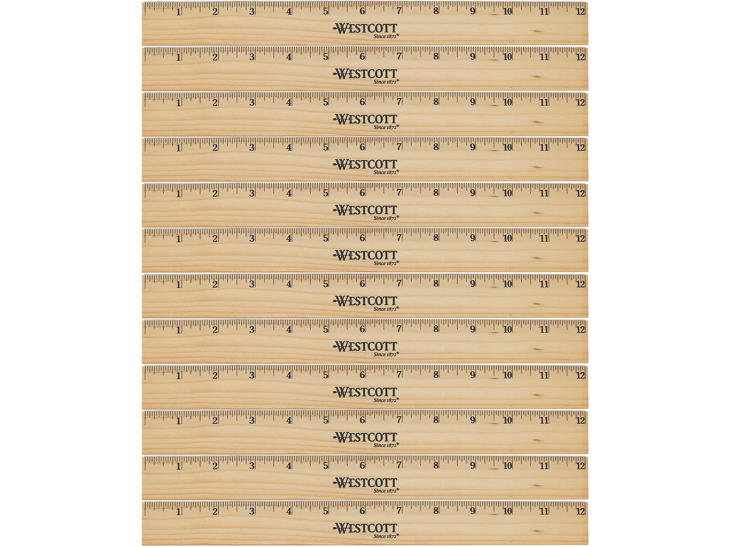 Westcott® 12" Scale Wood Ruler, Beige, 12/Pack (17720)
