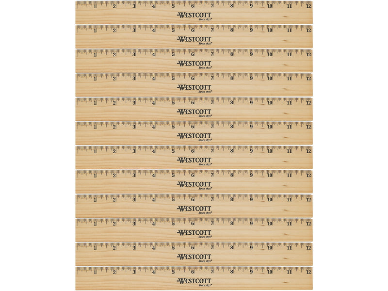 Westcott® 12" Scale Wood Ruler, Beige, 12/Pack (17720)