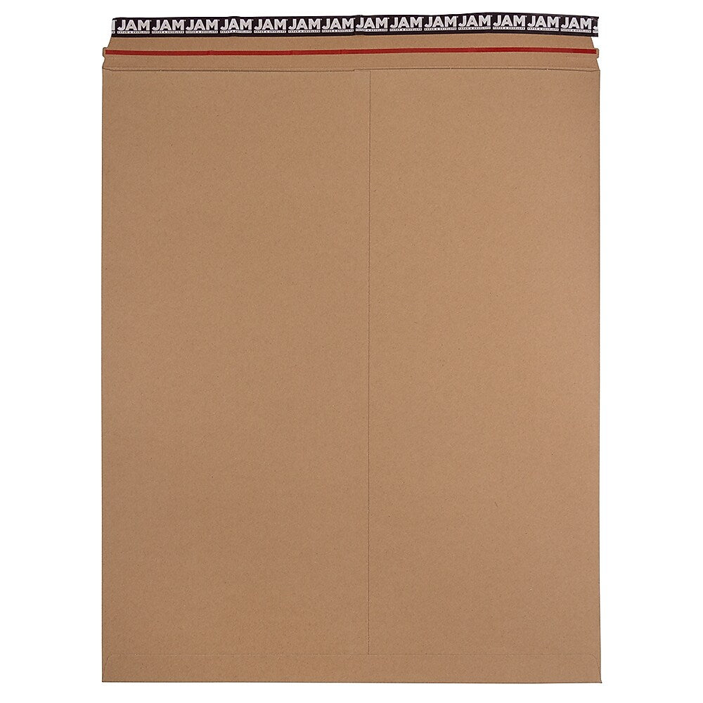 JAM Paper Stay-Flat Photo Mailer Stiff Envelopes with Self-Adhesive Closure, 17 x 21, Brown Kraft, Sold Individually (8866647)