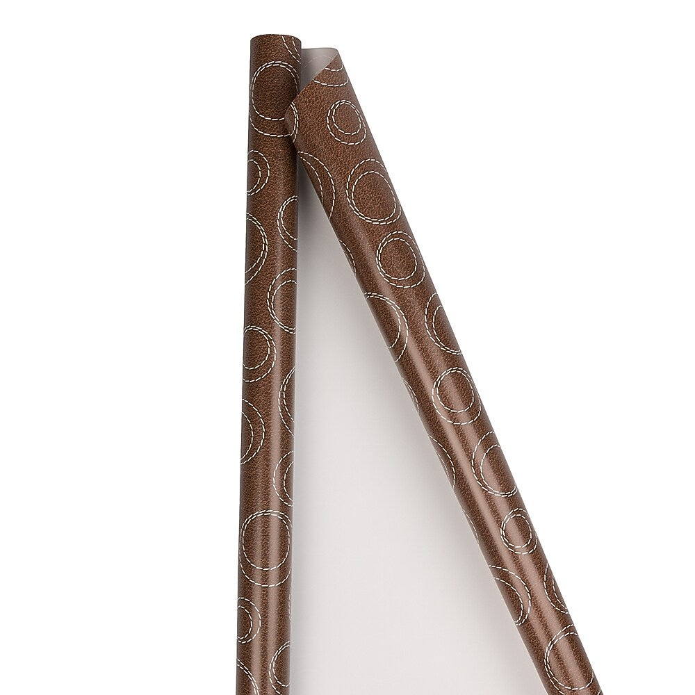 JAM Paper Wrapping Paper, 12.5 Sq. Ft, Chocolate Brown Circle (77811494)