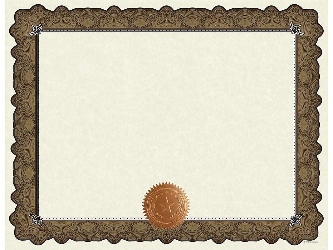 Great Papers Cambridge Certificates, 8.5" x 11", Beige/Gold, 10/Pack (2020004)