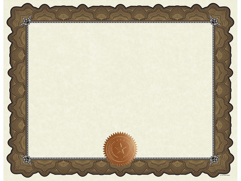 Great Papers Cambridge Certificates, 8.5" x 11", Beige/Gold, 10/Pack (2020004)
