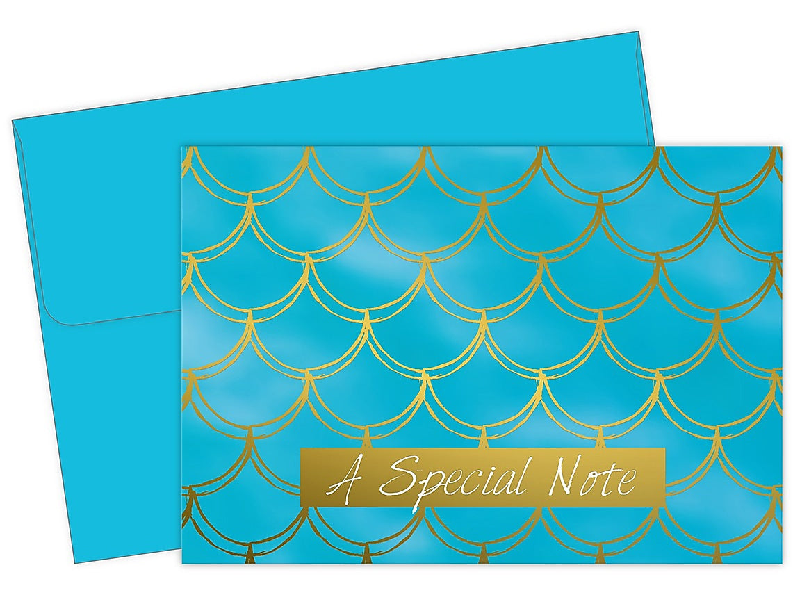 Great Papers! Mermaid Gold Foil Personal Thank You Notecard, Blue/Gold, 50/Pack (2020033)
