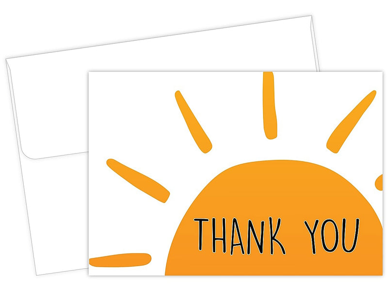 Great Papers! Rise 'N Shine Smooth Personal Thank You Notecard, White/Orange/Black, 25/Pack (2020028)