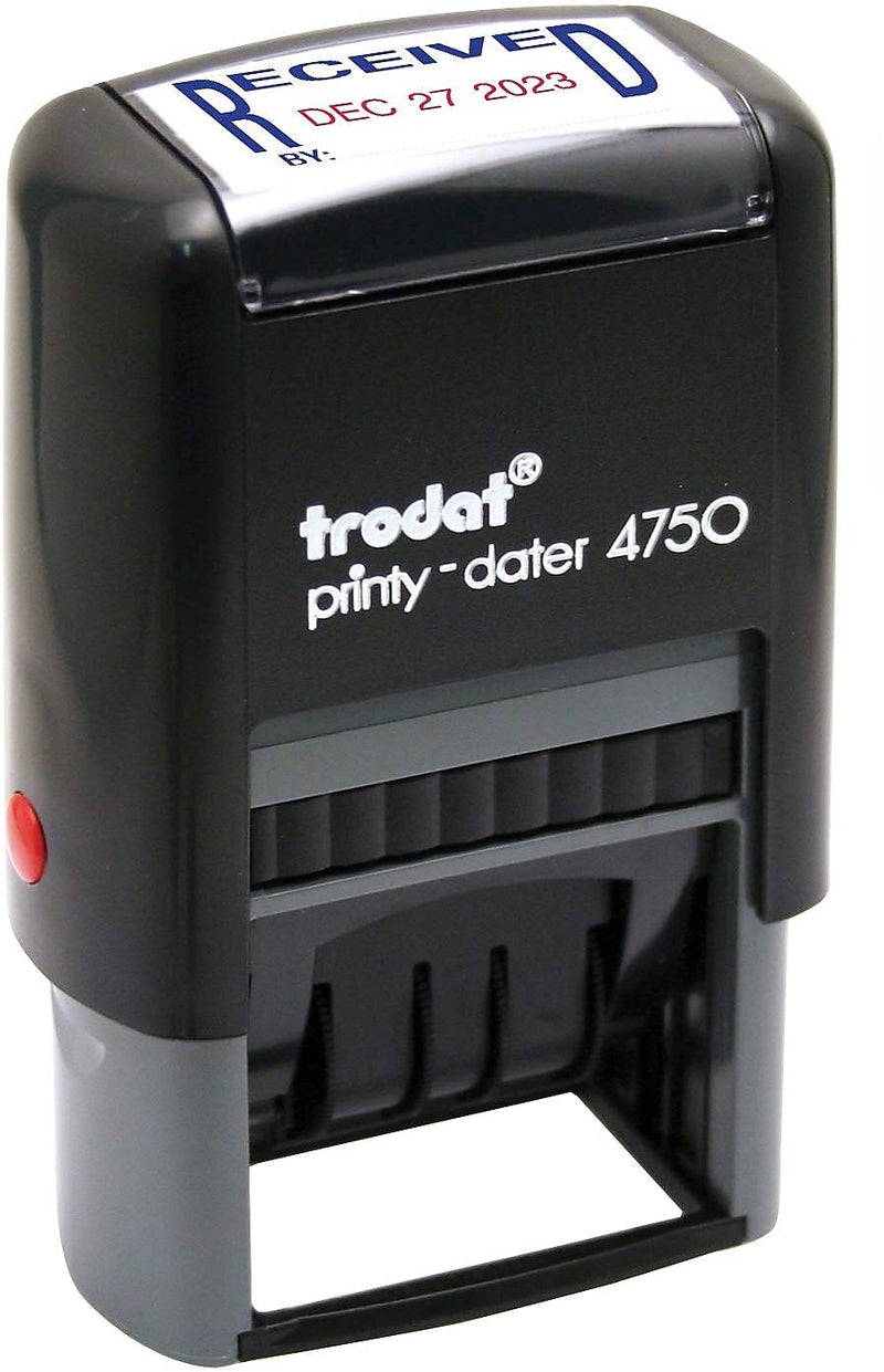 Trodat Economy Stamp, "Received" Dater, Blue and Red Ink (USSE4752)