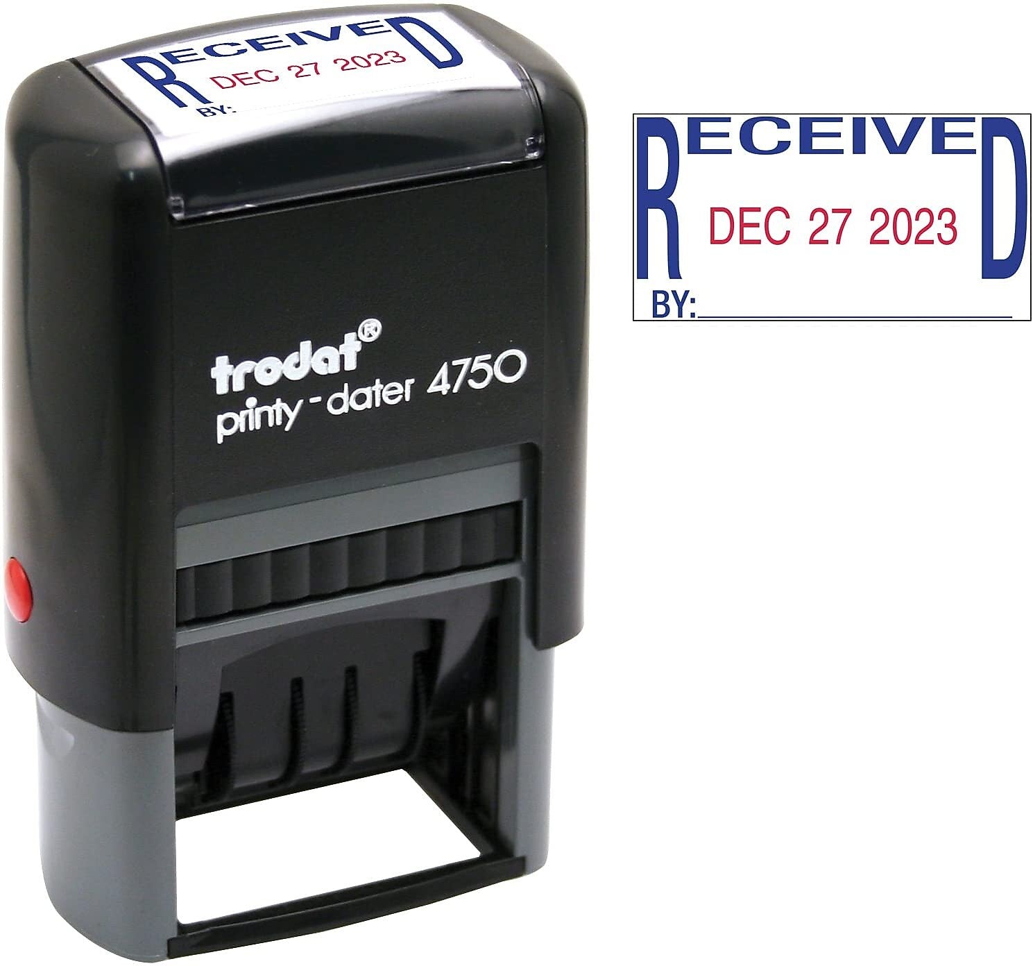 Trodat Economy Stamp, "Received" Dater, Blue and Red Ink (USSE4752)