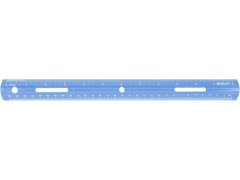Westcott 12" Plastic Standard Ruler, Assorted Colors, 36/Box (17722)
