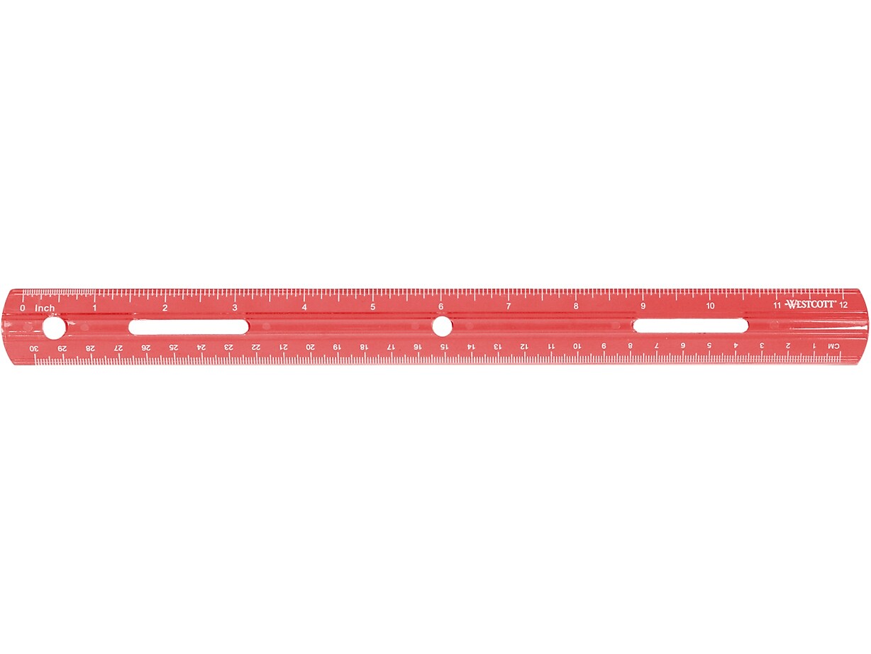 Westcott 12" Plastic Standard Ruler, Assorted Colors, 36/Box (17722)