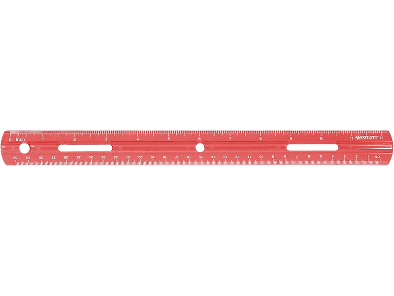 Westcott 12" Plastic Standard Ruler, Assorted Colors, 36/Box (17722)