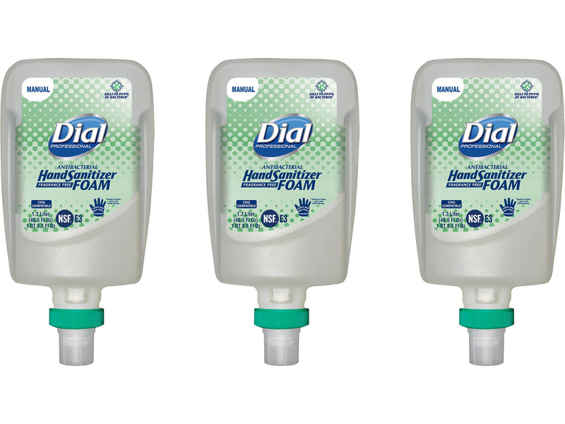 Dial Professional FIT Antibacterial Foaming Hand Sanitizer, Refill, 40.5 Fl. Oz., 3/Carton (DIA19038)