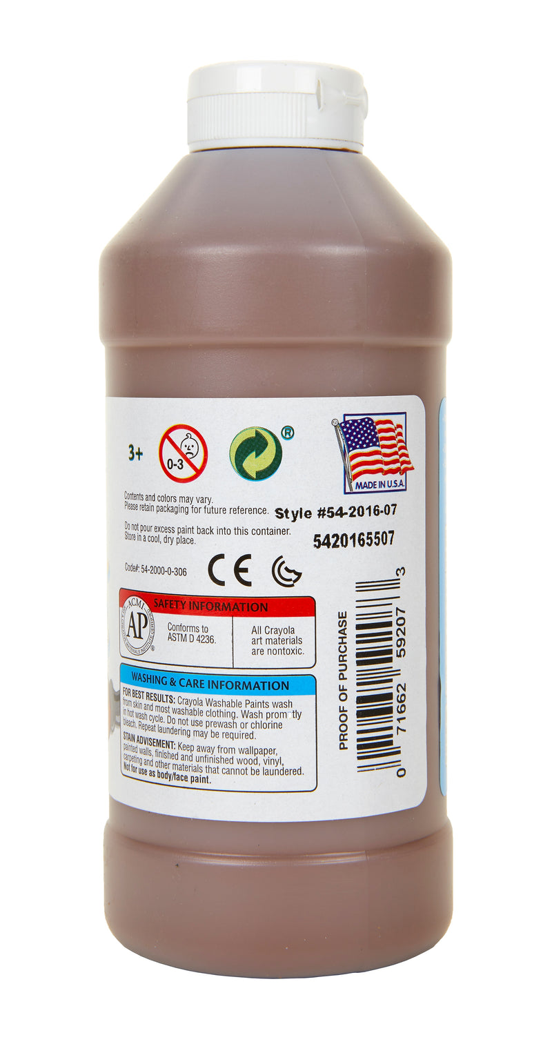 Crayola Washable Paint, 16 oz, Brown (54-2016-007)