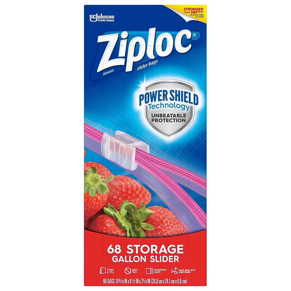 Ziploc Slider Storage Bags, Gallon, 68/Carton (316489)