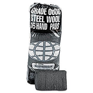Global Material Super Fine #0000 Steel Wool Hand Pad, Gray