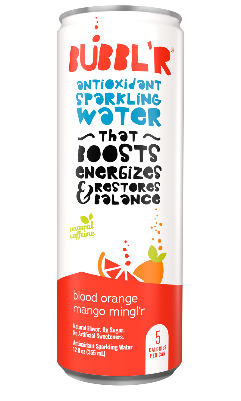 Bubbl'r Antioxidant  Blood Orange Mango Mingl'r Flavored Sparkling Water, 12 oz. Can, 12/Pack (WIC39919)