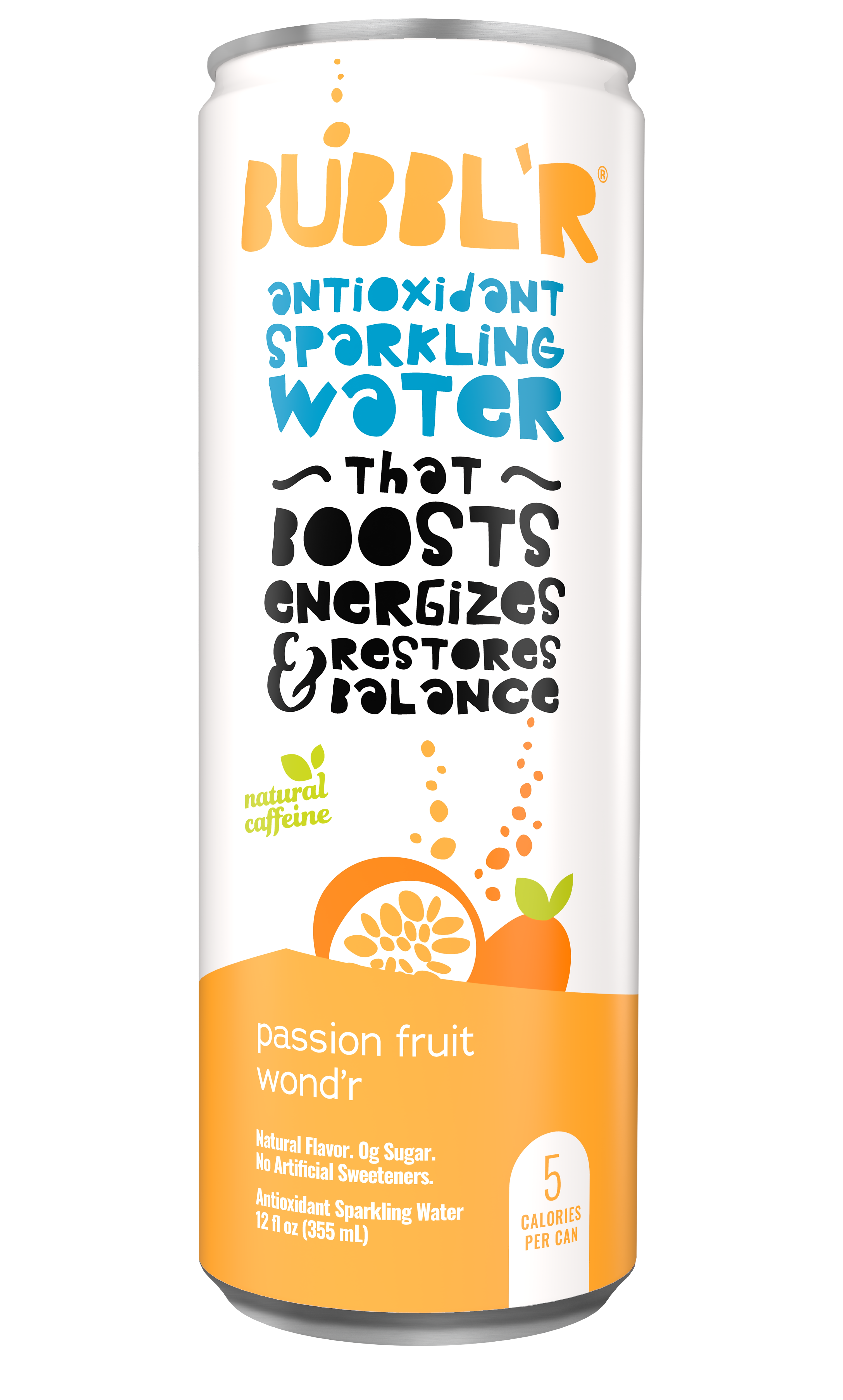 Bubbl'r Antioxidant Passion Fruit Wond'r Flavored Sparkling Water, 12 oz., 12/Pack (WIC39922)