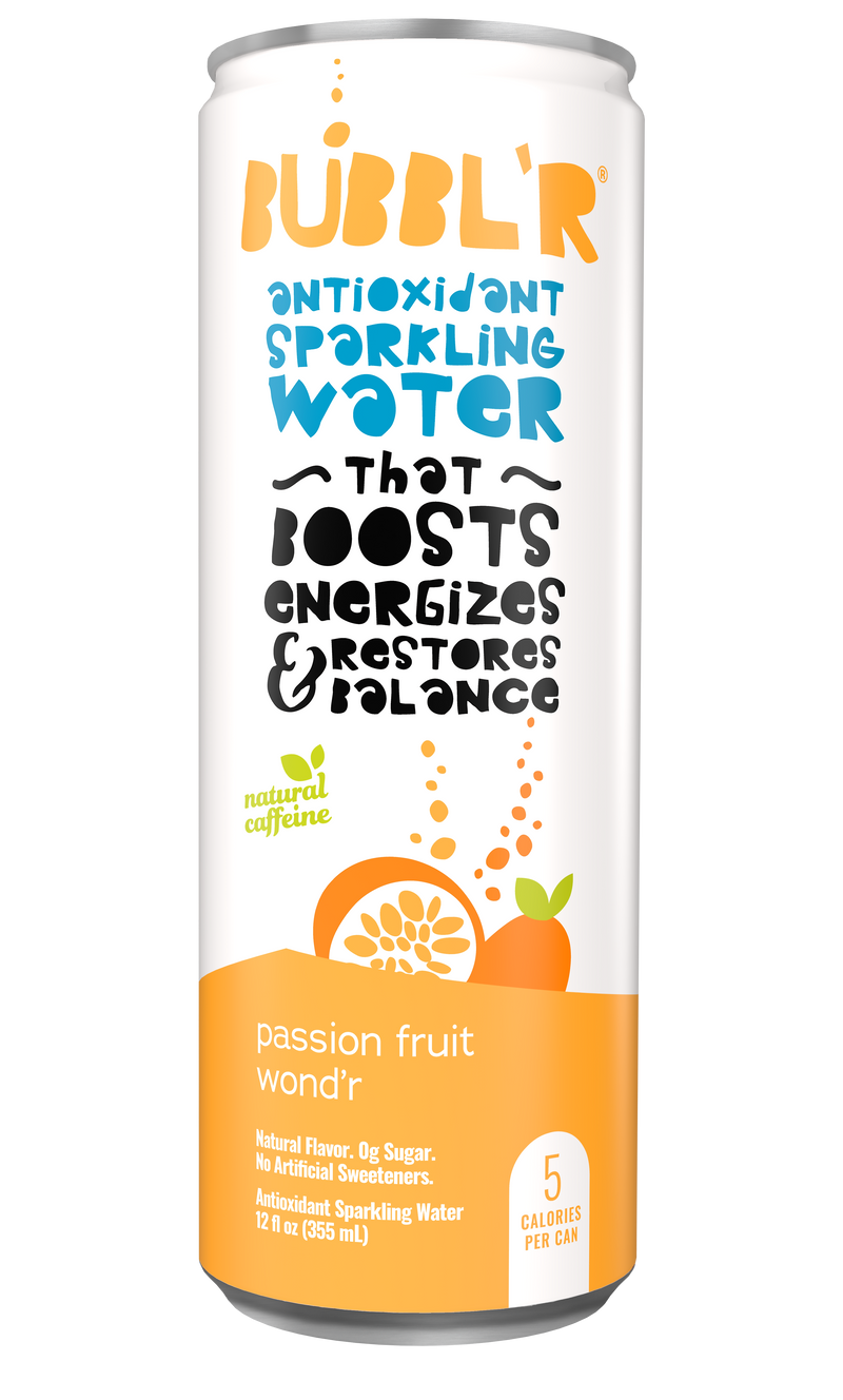 Bubbl'r Antioxidant Passion Fruit Wond'r Flavored Sparkling Water, 12 oz., 12/Pack (WIC39922)