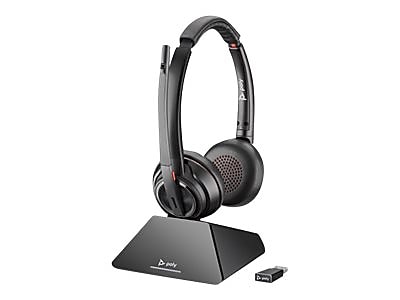 Poly Savi 8220 UC Wireless Noise Canceling Stereo Headset, Over-the-Head, Black (77T33AA#ABA)