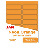 JAM Paper Address Labels, 1 1/3" x 4", Neon Orange, 14 Labels/Sheet, 9 Sheets/Pack (359329611)