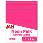 JAM Paper Address Labels, 1 1/3" x 4", Neon Pink, 14 Labels/Sheet, 9 Sheets/Pack (359329612)
