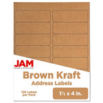 JAM Paper Address Labels, 1 1/3" x 4" , Brown Kraft, 14 Labels/Sheet, 9 Sheets/Pack (359330336)
