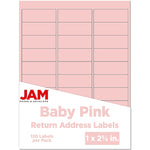 JAM Paper Laser/Inkjet Address Label, 1" x 2 5/8", Baby Pink, 30 Labels/Sheet, 4 Sheets/Pack (4052895)