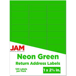 JAM Paper Laser/Inkjet Address Labels, 1" x 2 5/8", Neon Green, 30 Labels/Sheet, 4 Sheets/Pack (3543284)