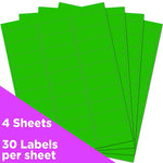 JAM Paper Laser/Inkjet Address Labels, 1" x 2 5/8", Neon Green, 30 Labels/Sheet, 4 Sheets/Pack (3543284)