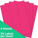 JAM Paper Laser/Inkjet Address Labels, 1 x 2 5/8, Neon Pink, 30 Labels/Sheet, 4 Sheets/Pack (354328011)