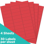 JAM Paper Laser/Inkjet Address Labels, 1" x 2 5/8", Red, 30 Labels/Sheet, 4 Sheets/Pack (4514939)