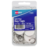 Avery Split Ring Key Tags, White, 50/Pack (11025)