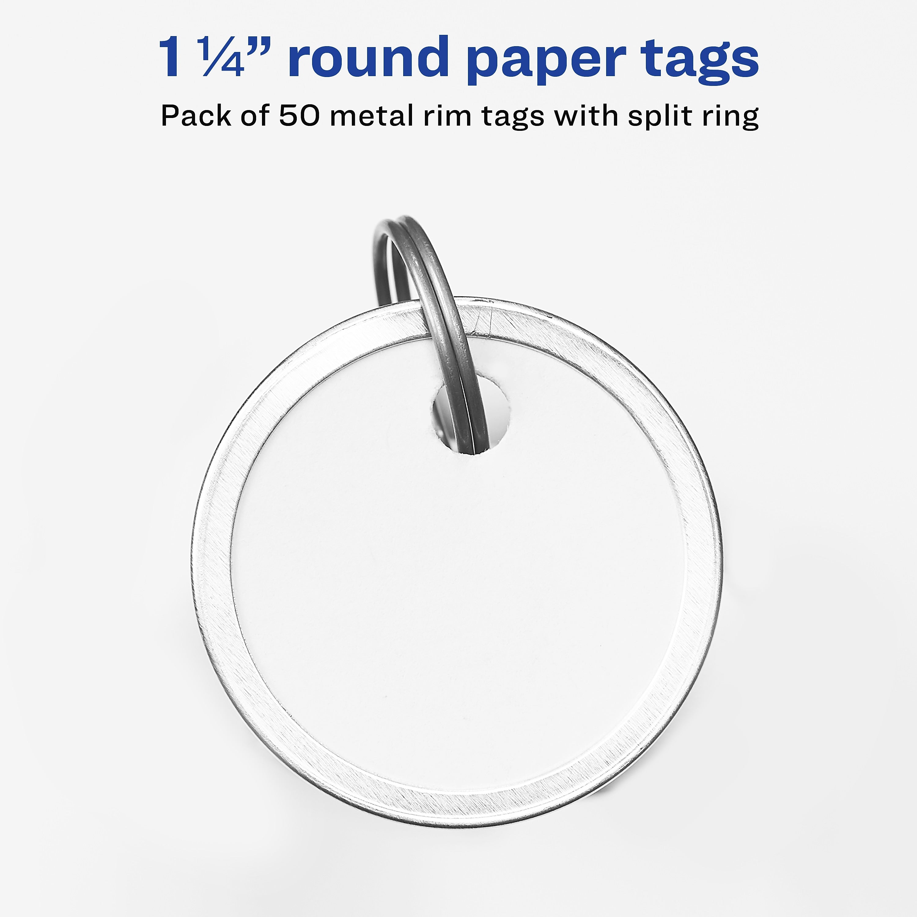Avery Split Ring Key Tags, White, 50/Pack (11025)