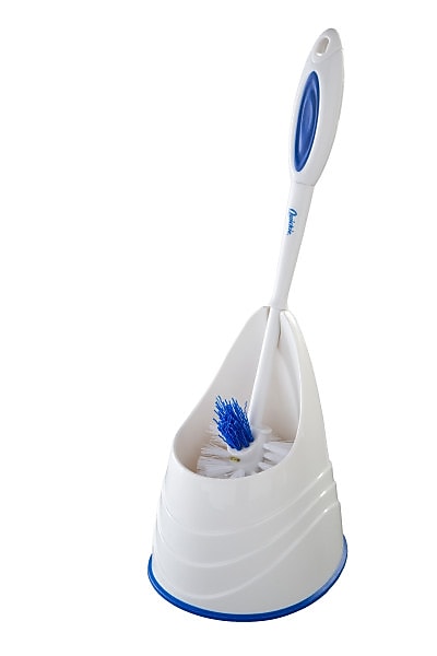 Quickie Plastic Toilet Brush with Caddy, White/Blue (2055463)