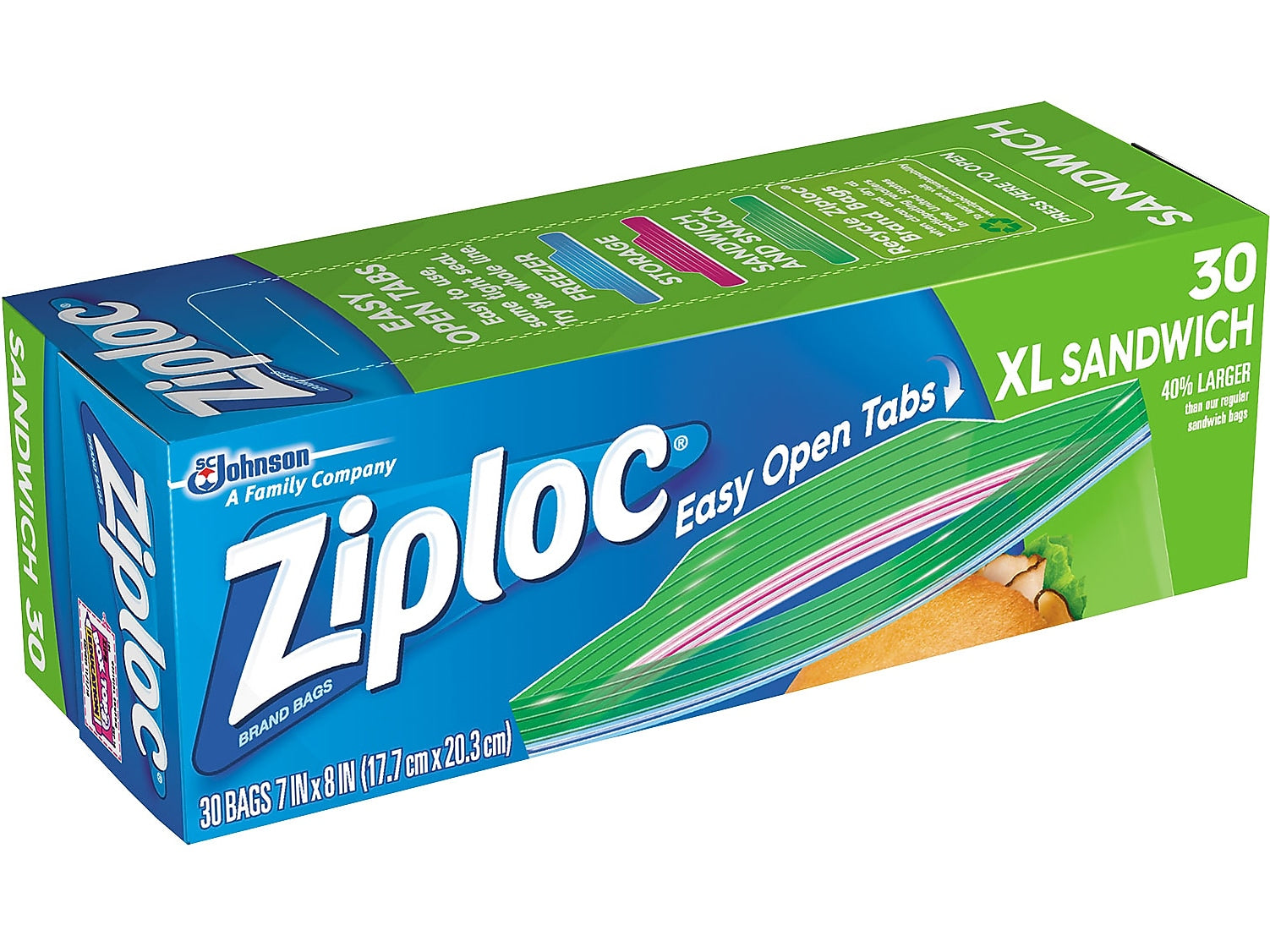 Ziploc Sandwich Bags, 8", 30/Pack (315880)